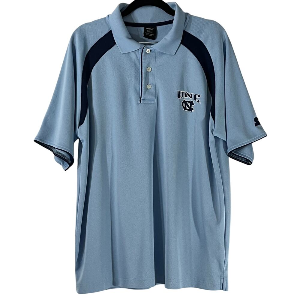 Vintage Starter UNC North Carolina Light Blue Polo Shirt Men's Medium